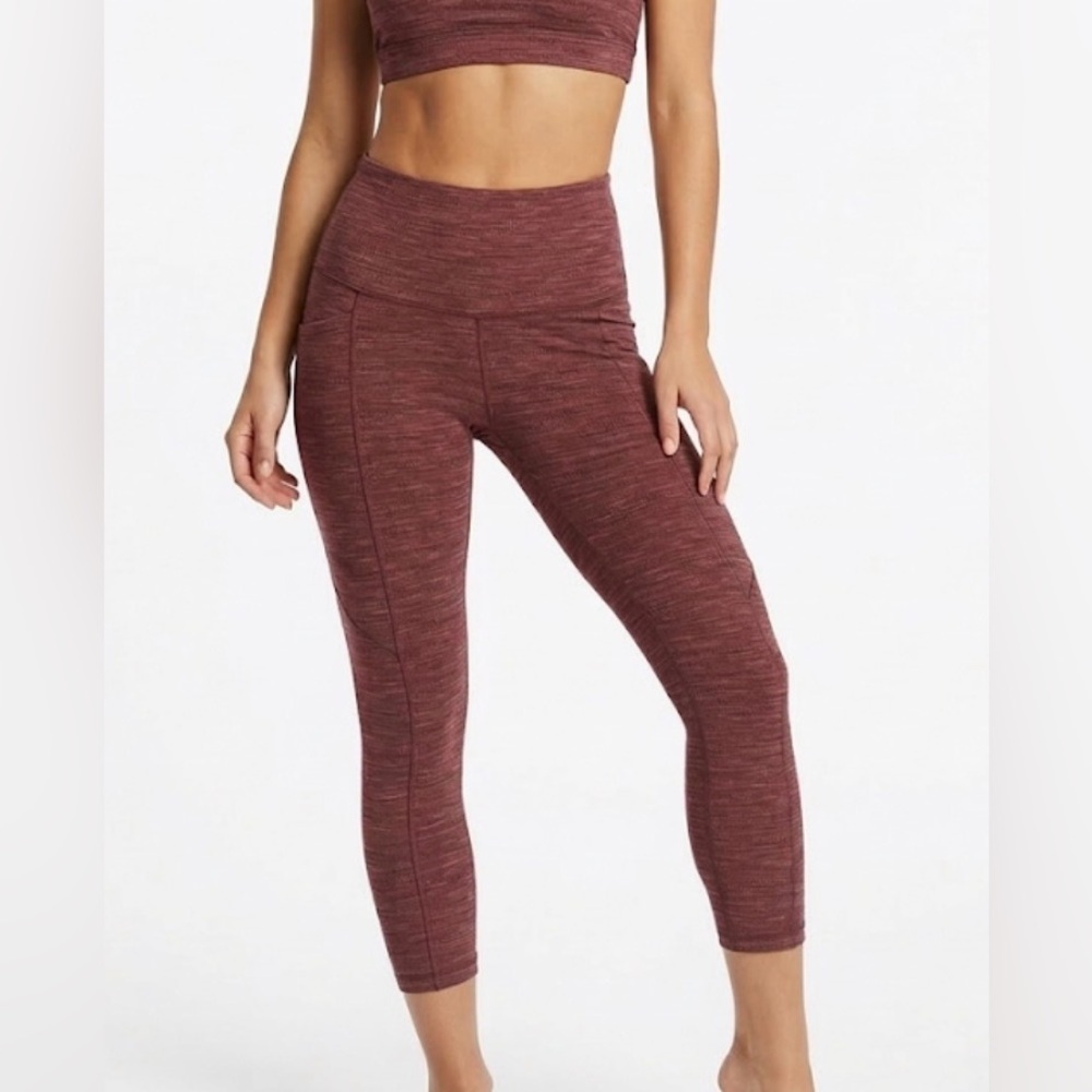 NWT CALIA Women's XS Ultra‎ High Rise Essential 7/8 Legging Jacquard Burgundy